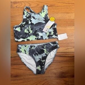 Two  Piece Girls Swimsuit Z by Zella Multicolor Camo UPF50  Size 14 New!